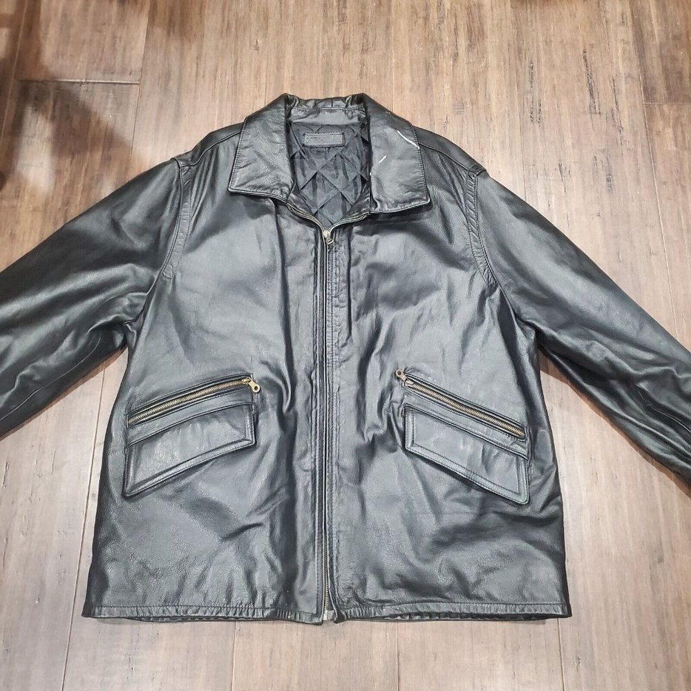 KEI-NEW Mens Heavy Duty XXL Leather Motorcycle Jacket Made in Italy Vera Pelle